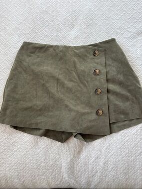 Naked Zebra Olive Green Suede-Look Skirt